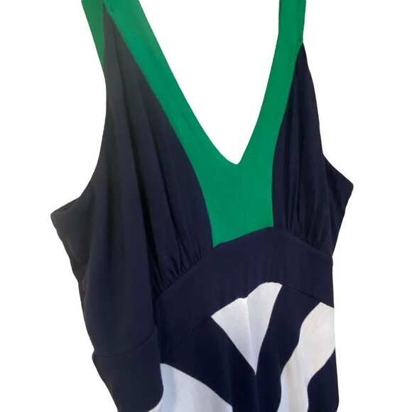 Neiman Marcus Maxi Dress Medium Stripe Blue Stretch Rayon Casual Sleeveless - Picture 8 of 13